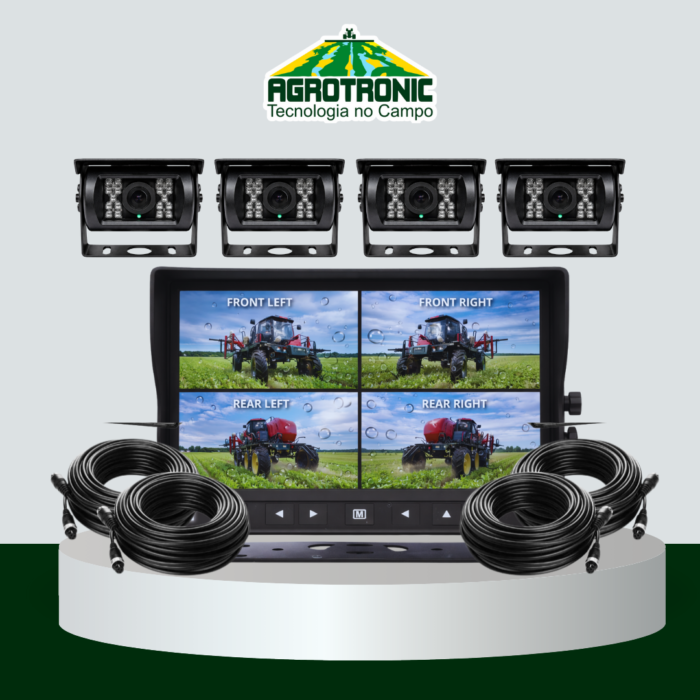 KIT MONITOR DE VÍDEO AGRICOLA (IP67) COM 4 CÂMERAS